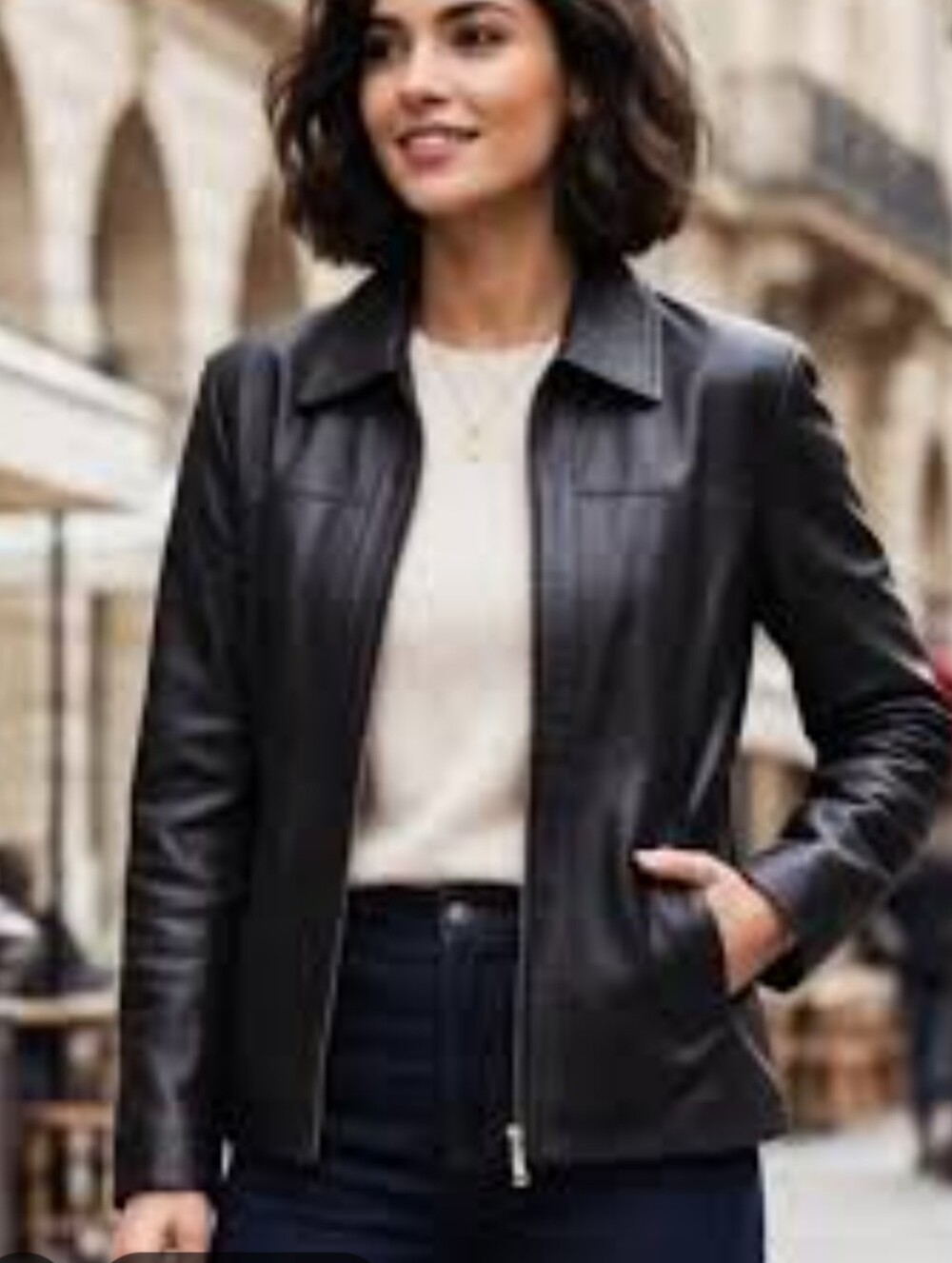 East 5th Leather Zip Jacket@Superior Quality Size S